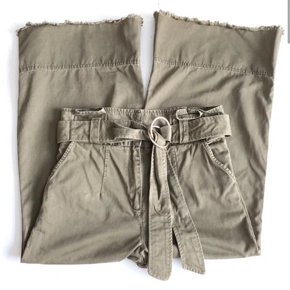 Cinq á Sept Army Paperbag Waist Wide Leg Culottes - Picture 3 of 6